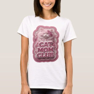 Knallrosa CAT MOM CLUB Tragbare Kunst T-Shirt