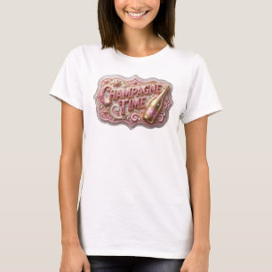 Knallrosa CHAMPAGNER ZEIT 3D-Textkunst T-Shirt