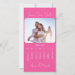 Knallrosa eleganter minimalistischer Fotokalender Save The Date