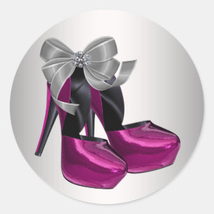Knallrosa High Heel Schuhaufkleber Runder Aufkleber