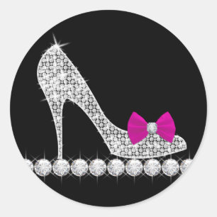 Knallrosa High Heel Schuhaufkleber Runder Aufkleber