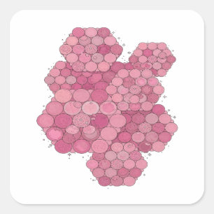 Knallrosa PINK STERNE UND BÄLLE Sticker-Design Quadratischer Aufkleber