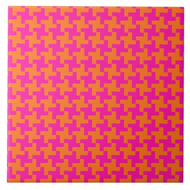 Knallrosa und orange islamisches geometrisches fliese (Vorderseite)
