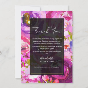 Knallrosa und violette lebhafte Blumen-Dankeschön Einladung