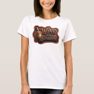 Knallrosa WINE AND SUNSHINE 3D-Textkunst T-Shirt