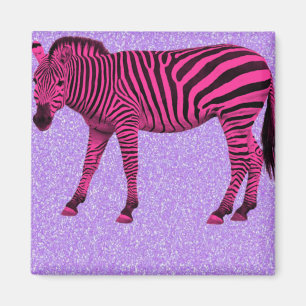 Knallrosa Zebra auf Magnet