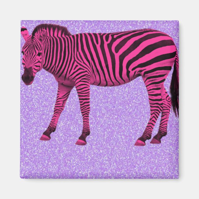Knallrosa Zebra auf Magnet (Vorne)