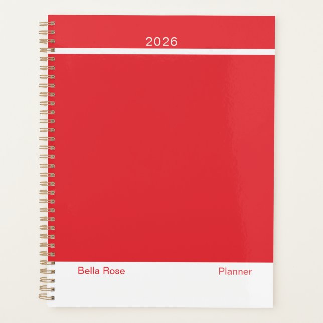 Knapptes Rot Minimalistisches Planer (Vorderseite)