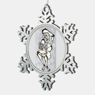 KNASH Madonna und Kind Schneeflocken Zinn-Ornament
