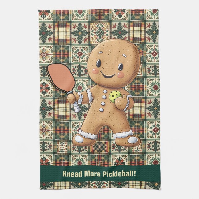 Knead More Pickleball - benutzerdefinierter Text Geschirrtuch (Vertikal)