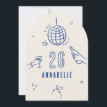 Knechte handgezeichnete Arche Geburtstagsgetränke  Einladung<br><div class="desc">Creme und blau whimsical Hand gezeichnet editierbare Alter Geburtstag Getränke Cocktail Disco Ball-Coquette Party einladen.</div>