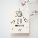 Knechte handgezeichnete Arche Geburtstagsgetränke  Einladung<br><div class="desc">Creme und schwarz whimsical Hand gezeichnet editierbare Alter Geburtstag Getränke Cocktail Disco Ball-Coquette Party einladen.</div>