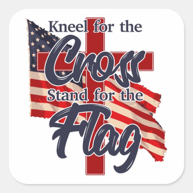 Kneel for the Cross, Stand for the Flag Sticker (Devant)