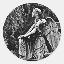 Kneeling angel runder aufkleber