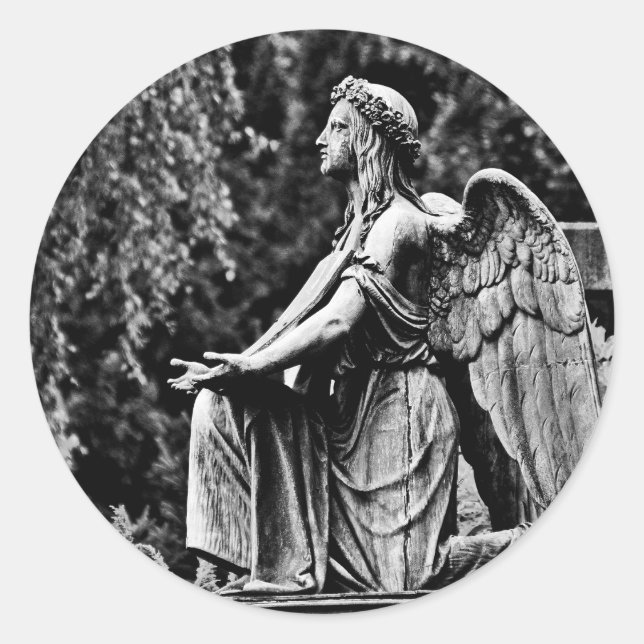 Kneeling angel runder aufkleber (Vorderseite)