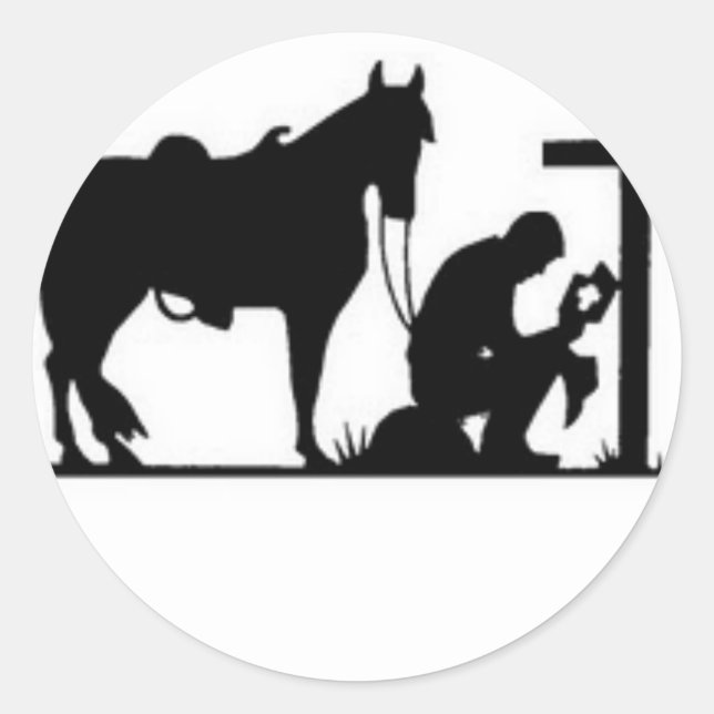 Kneeling Cowboy Runder Aufkleber (Vorderseite)