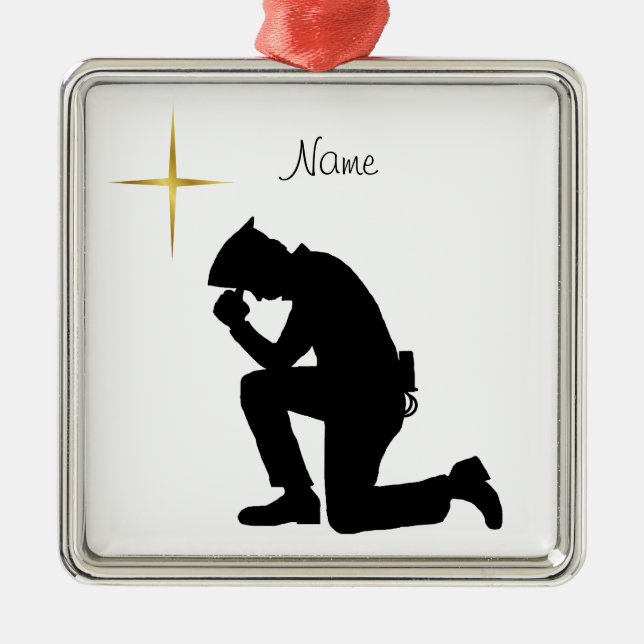 Kneeling Police Officer Weihnachtsschmuck (Vorne)