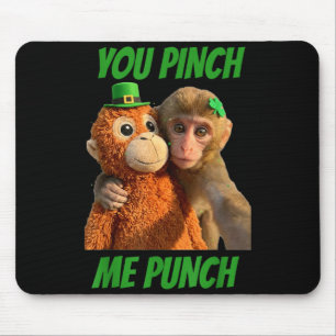 Kneif punch lustiger Affe Selfie St. Patricks Tag Mousepad