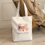Knett mit handgefertigten Garnen Kronenkörben aus  Tragetasche<br><div class="desc">Moderne und niedliche personalisierte Taschen als Freebies oder verschenken handgemachte Garnhäkelchen kleine Unternehmen.</div>
