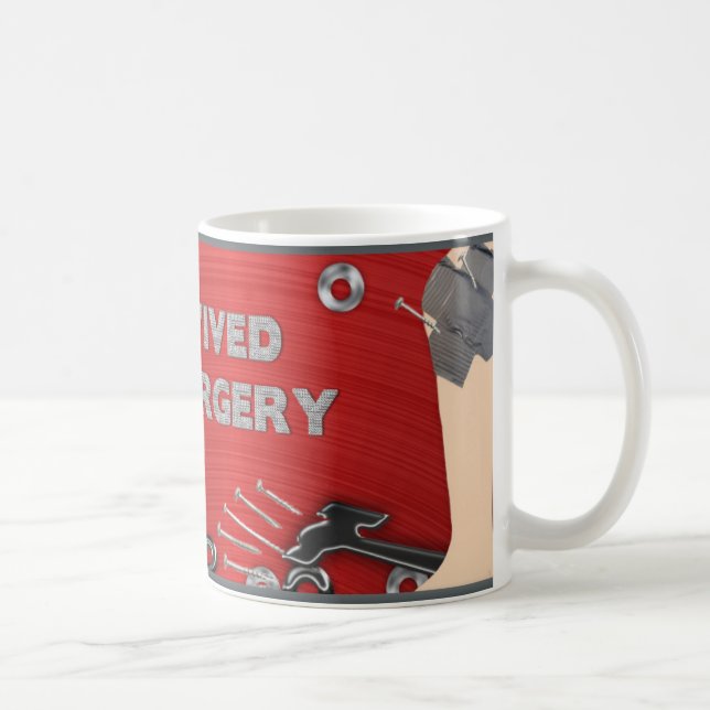 KNIE-OPERATIONS-ÜBERLEBEND-TASSE - ROTE NÜSSE - KAFFEETASSE (Rechts)