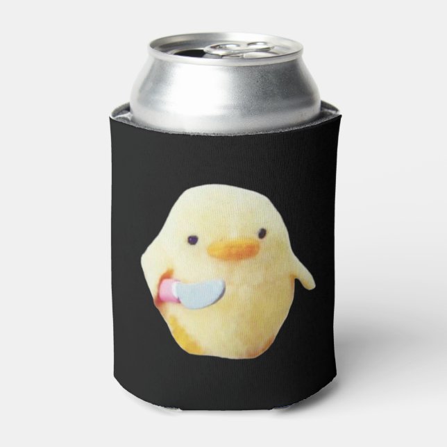 Knife Duck Plush Meme doppelseitig schwarz Dosenkühler (Kanne Vorderseite)