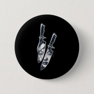 Knife Girl Tattoo Button