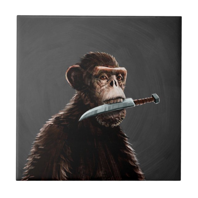 Knife-Kampf-Affe Fliese (Vorderseite)
