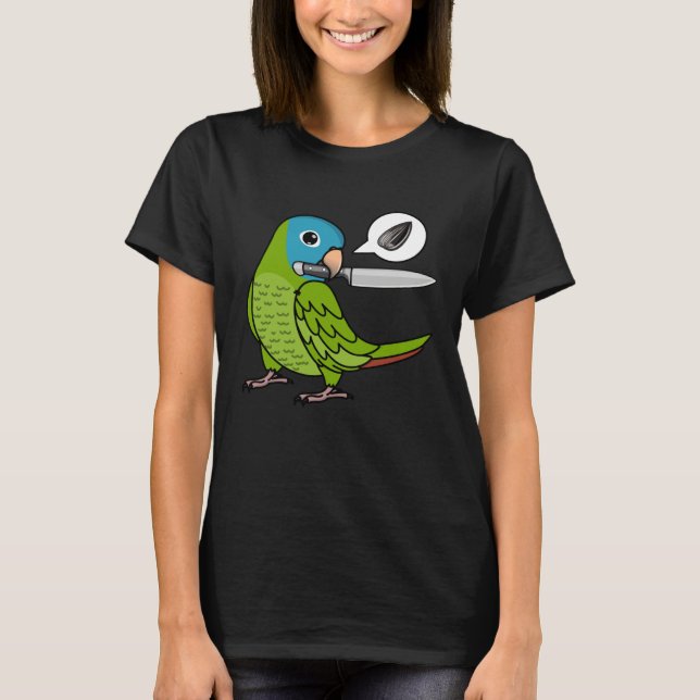 Knife Parrot Wants Seeds I Blue crowned Conure T-Shirt (Vorderseite)