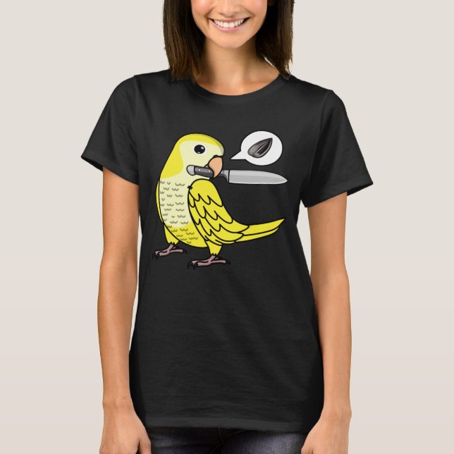 Knife Parrot Wants Seeds I Yellow Lutino Monk Para T-Shirt (Vorderseite)