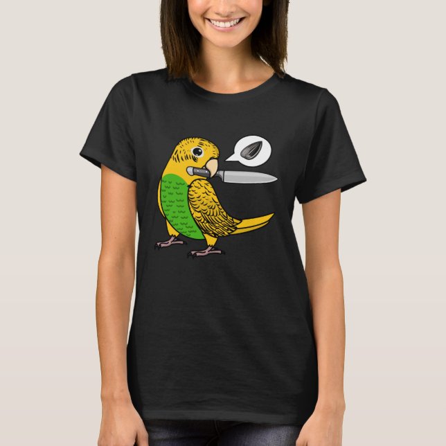 Knife Parrot Will Seeds I Yellow Budgie Budgeriga T-Shirt (Vorderseite)