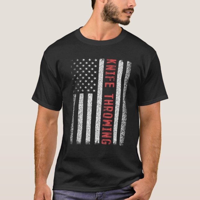 Knife Throwing American Flag 4. Juli Cool Nove T-Shirt (Vorderseite)