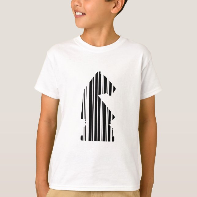 KNIGHT BAR CODE Schachmuster-Design T-Shirt (Vorderseite)