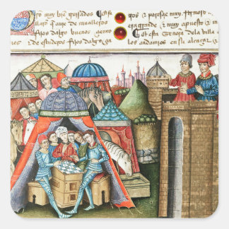 Knight Cifar Watches the Enemy Camp Play Chess Quadratischer Aufkleber