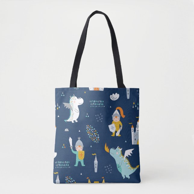 Knight Dragon Castle Childish Pattern Tasche (Vorderseite)