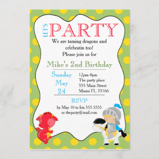 Knight Dragon Einladung Kindergeburtstag Party