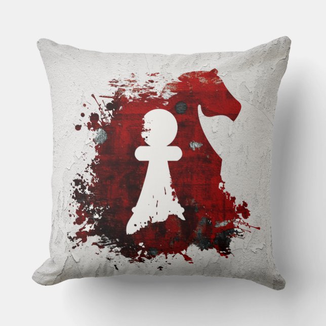 Knight nimmt Pawn von Martha Sweeney Throw Pillow Kissen (Vorderseite)