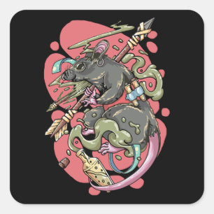 Knight Rat Quadratischer Aufkleber