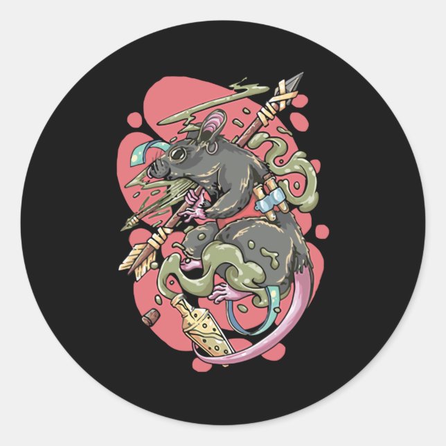 Knight Rat Runder Aufkleber (Vorderseite)