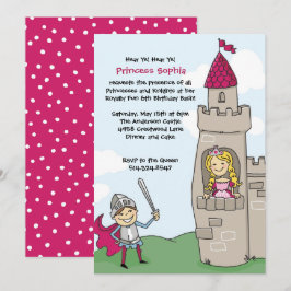 Knight Rette Prinzessinnen Einladungen: Brünett/bl Einladung