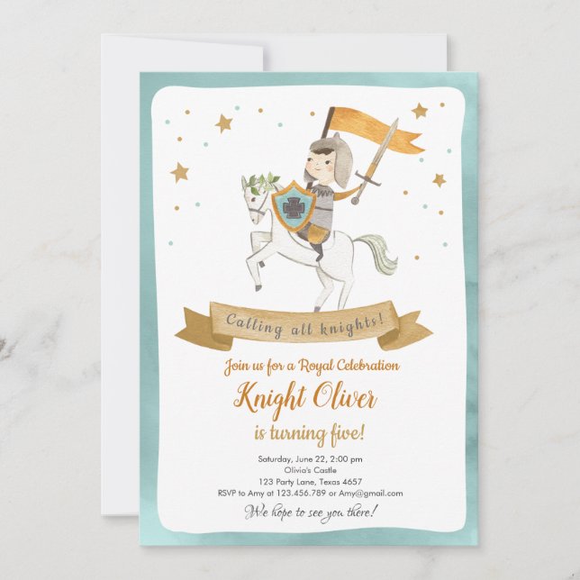 Knight Royal Medieval Boy Invitation Anniversaire (Devant)