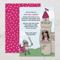 Knight Sauve Princess Invitations : Cheveux noirs