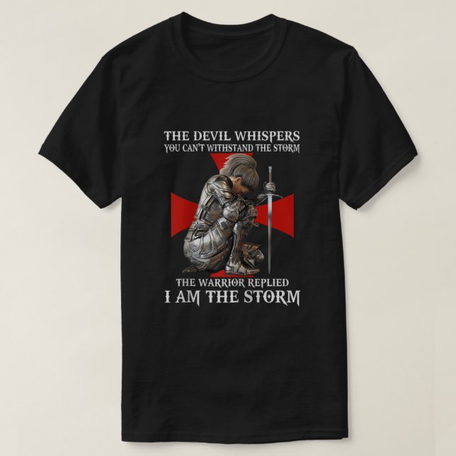Knight Templar Christliche Frauenkriegerin Gottes  T-Shirt (Design vorne)