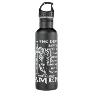 Knight Templar Kneeling Devil sah mich mit meinem  Edelstahlflasche