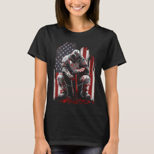 Knight Templar Kneeling Kreuzfahrer Templar Kriege T-Shirt