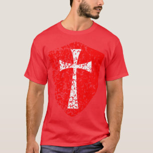 Knight Templar Kreuzfahrer erschüttertes Rotes Kre T-Shirt