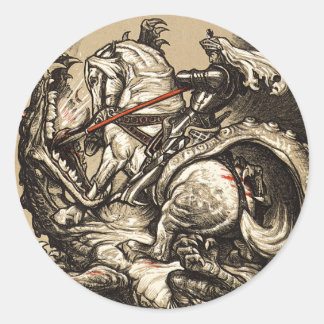 Knight vs. Dragon Runder Aufkleber