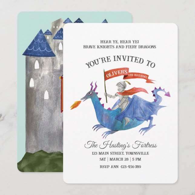 Knights and Dragons Invitation (Devant / Derrière)