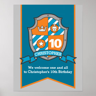 Knights Jungen 10. Geburtstag Heraldry Wappen Begr Poster