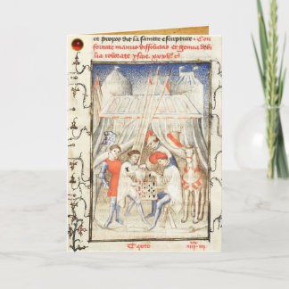 Knights Play Chess in War Tent, Medieval Miniature Feiertagskarte