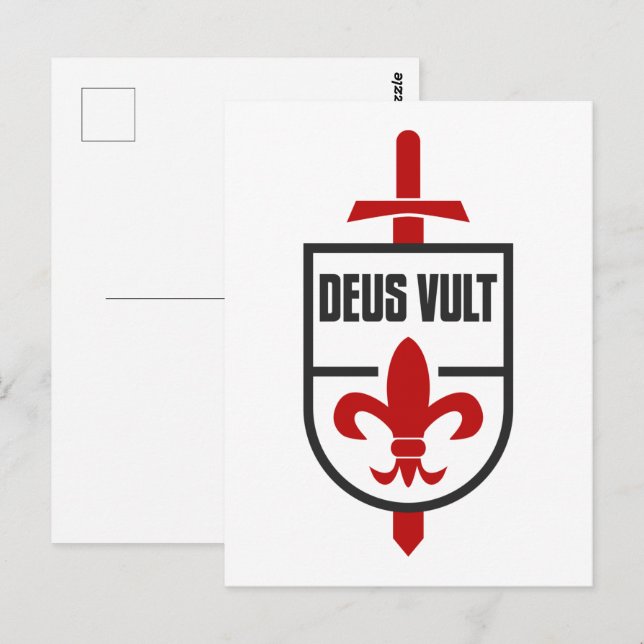 Knights Templar Kreuzfahrer DEUS VULT God Wills It Postkarte (Vorne/Hinten)